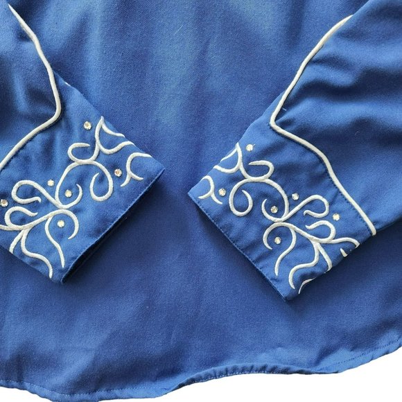 Women's Scully Western Blue Snap button Shirt XXL - Picture 11 of 16